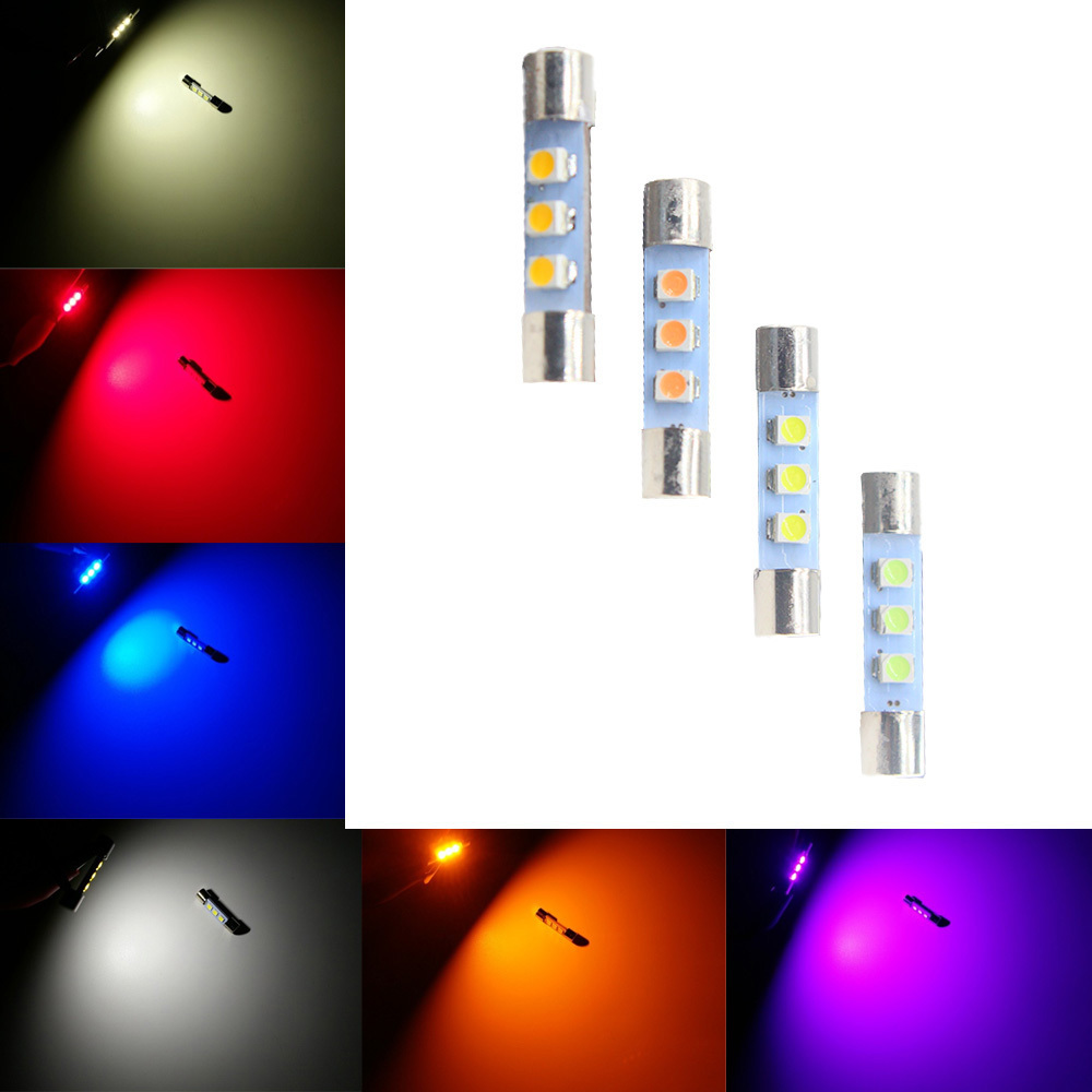 Led Bulb AC 8V Audio equipment receiver Reading License Plate Light Festoon T6.3 C5W 29mm 3 SMD 3528 1210 LED 3SMD