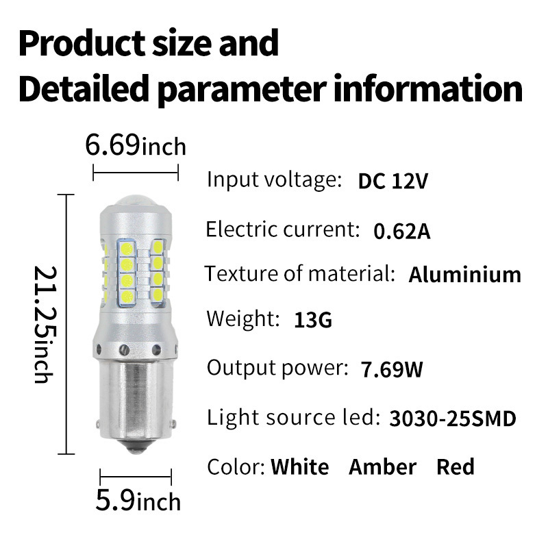 1156 LED Bulbs Ba15s P21w 5008 7506 LED Light Bulbs Replacement 1500 Lumens With Projector Lens for Backup Reverse Light Bulb