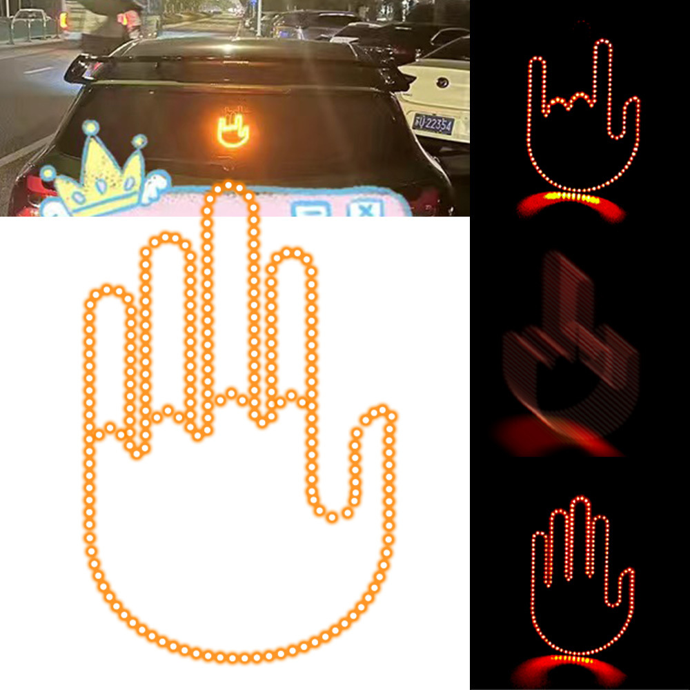 Funny Car Finger Light with Remote Road Rage Signs Middle Finger Gesture Light