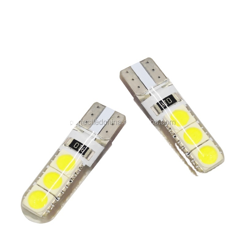 Perfect LED new hot sale flashing red blue white multi color light bulb T10 5050 6SMD with silicon PCB special material design