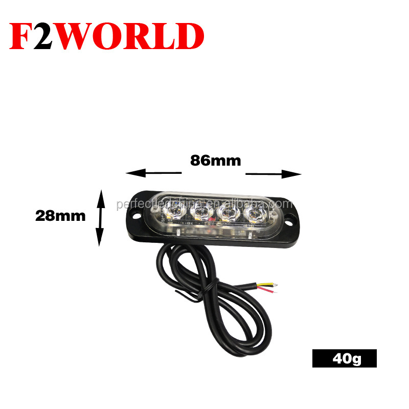 Perfect LED 12-24v Car truck strobe warning emergency amber flashing lights work light side light 12smd