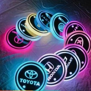 Car Led Cup Holder Pads Light Mats Bottle Coasters 7 Colors Car Logo Led Atmosphere Light Auto Inside Parts