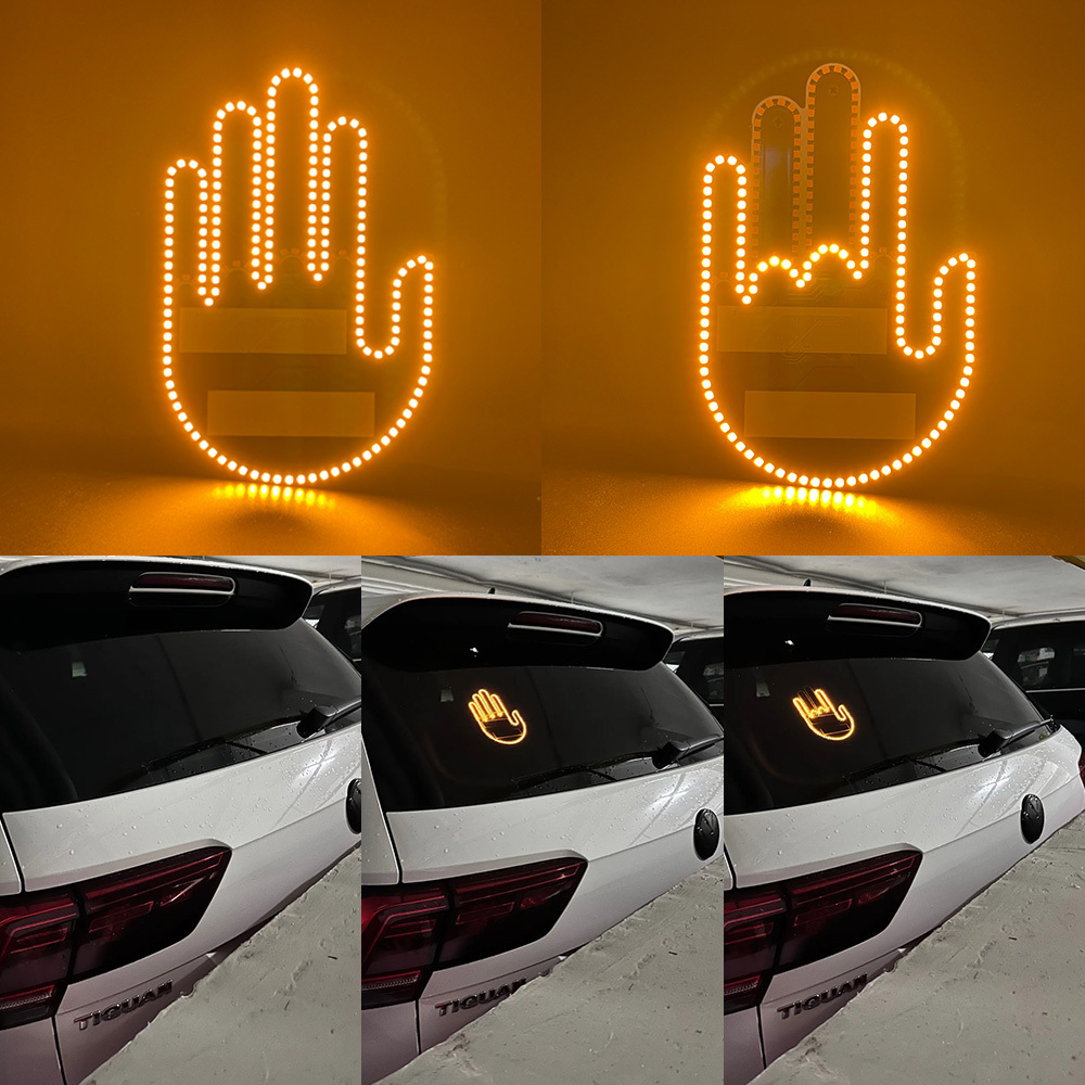 Funny Car Finger Light with Remote Road Rage Signs Middle Finger Gesture Light