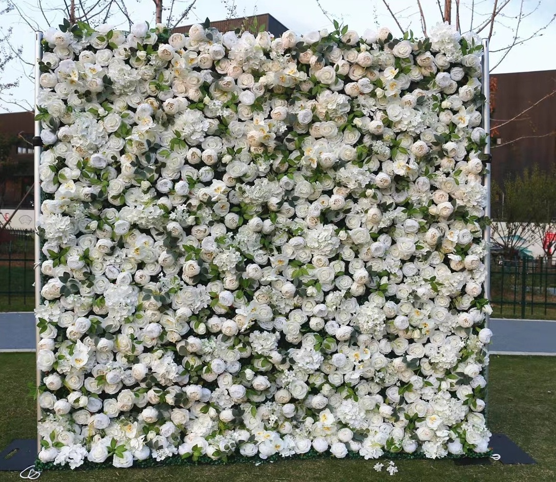 PFW Custom Artificial Flowers Wedding Floral Backdrop Multiple Color Roll Up Flowers Wall for Wedding Backdrop Hotel Decor Panel