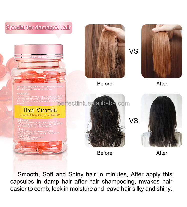 OEM Hair Care Growth Repair Argan Oil Vitamins Smooth Bottles Guangzhou Private Label Natural Hair Oil Capsules Hair Treatment