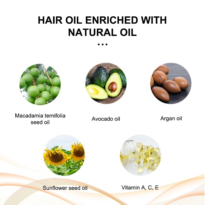 OEM Hair Care Growth Repair Argan Oil Vitamins Smooth Bottles Guangzhou Private Label Natural Hair Oil Capsules Hair Treatment