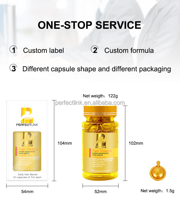 OEM Hair Care Growth Repair Argan Oil Vitamins Smooth Bottles Guangzhou Private Label Natural Hair Oil Capsules Hair Treatment