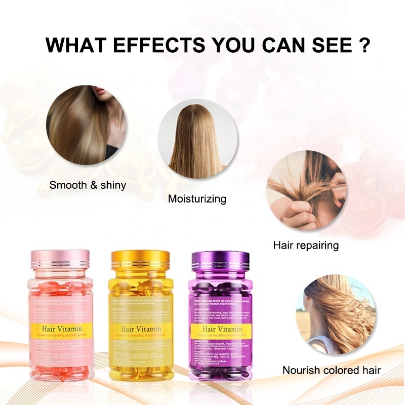 OEM Hair Care Growth Repair Argan Oil Vitamins Smooth Bottles Guangzhou Private Label Natural Hair Oil Capsules Hair Treatment