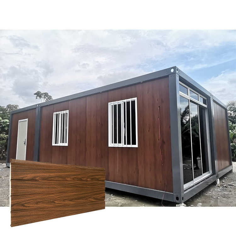 Lightweight Construction Materials Insulated Wood Grain Wall Panel Exterior Siding For Prefab House Decoration