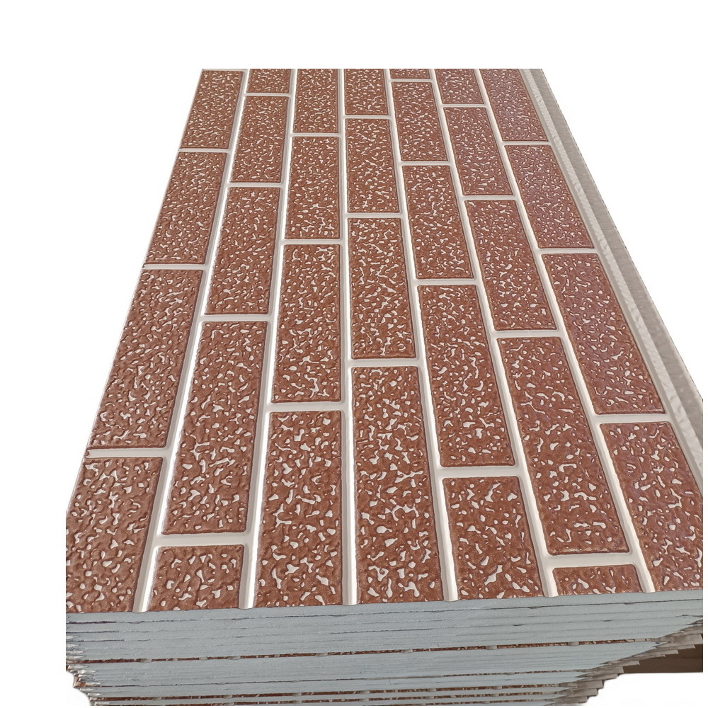 metal Siding Facade Brick Look Fireproof Wall Panel Movable PU Sandwich Wall Outside Board