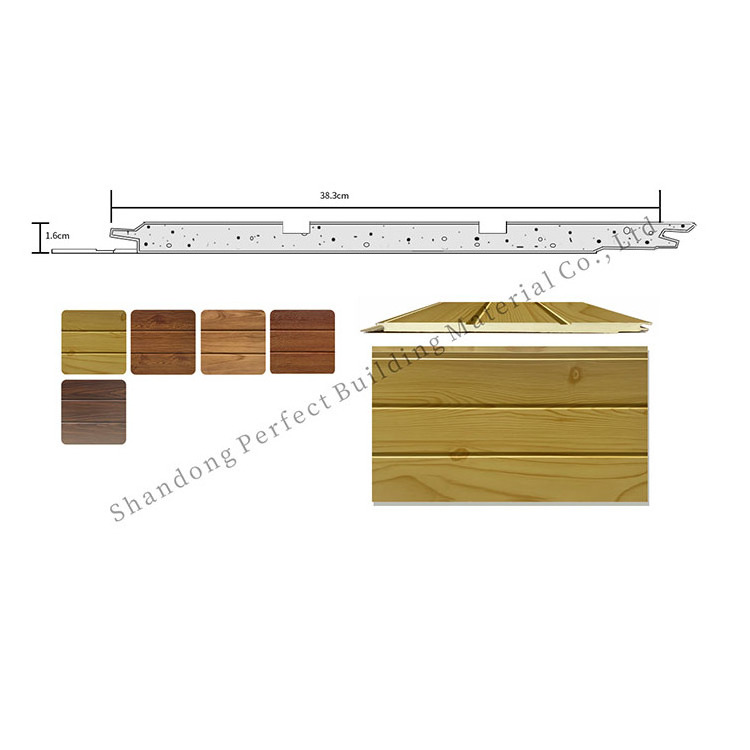 Outdoor Waterproof Polyurethane Faux Wood Grain Exterior Decorative Cladding Wall Insulated Metal Panels