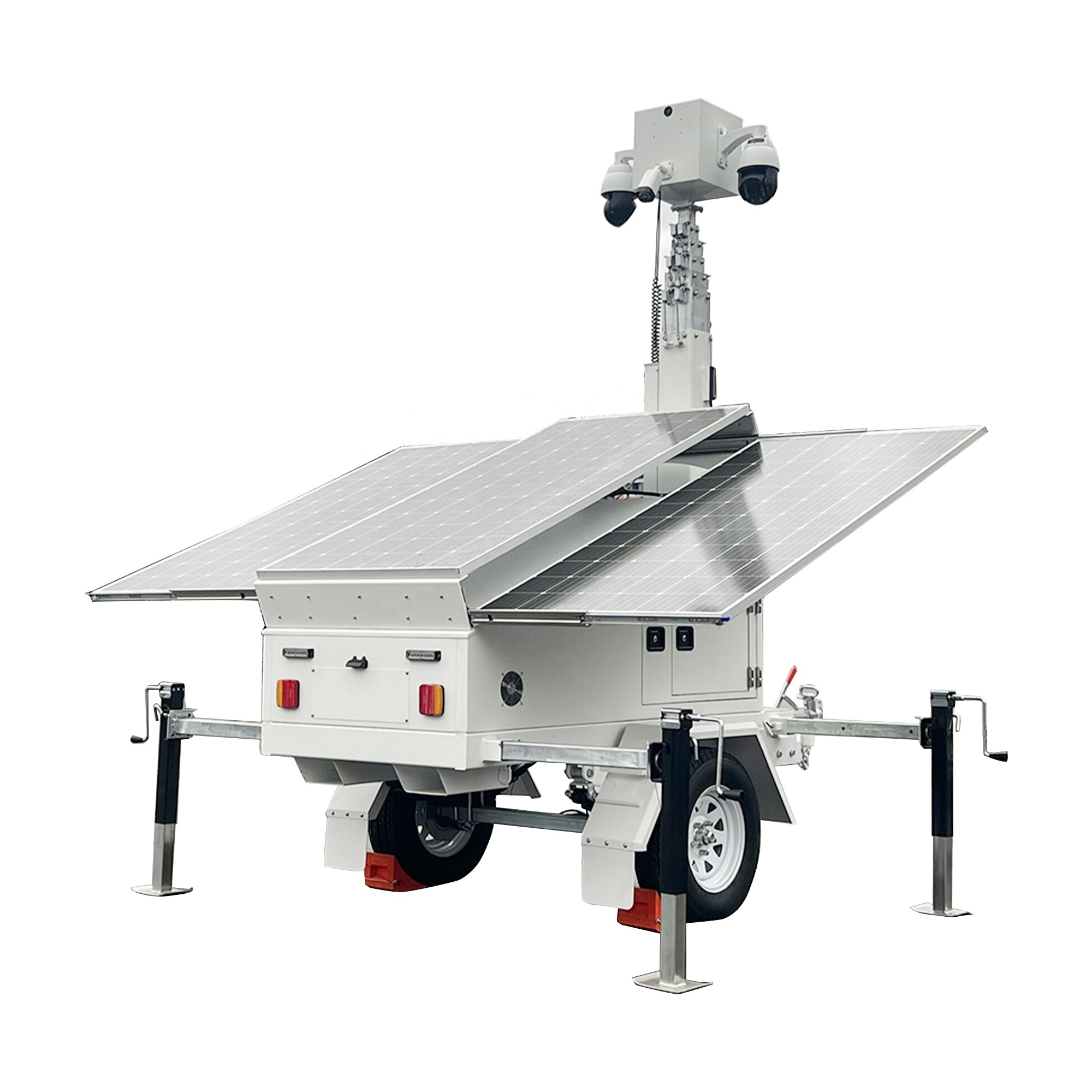 Security camera with mobile solar trailer for construction site monitoring off grid solar system SDE580-C