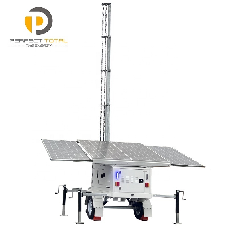 Outdoor mobile trailer wireless cctv camera light tower solar light tower