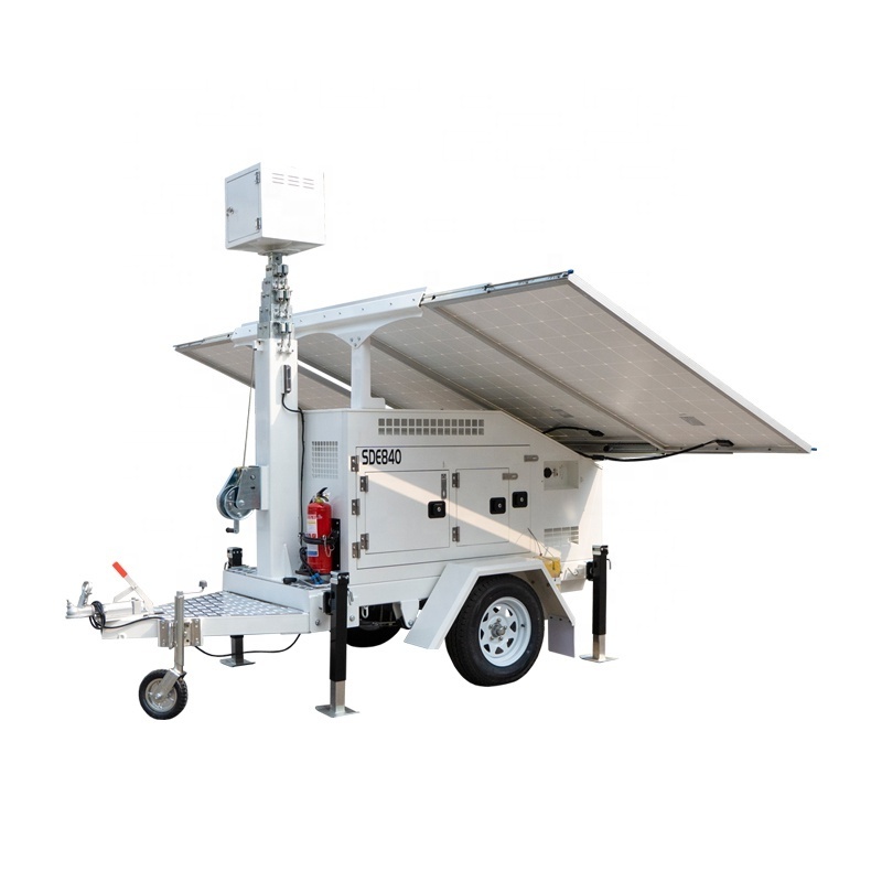 Outdoor mobile trailer wireless cctv camera light tower solar light tower