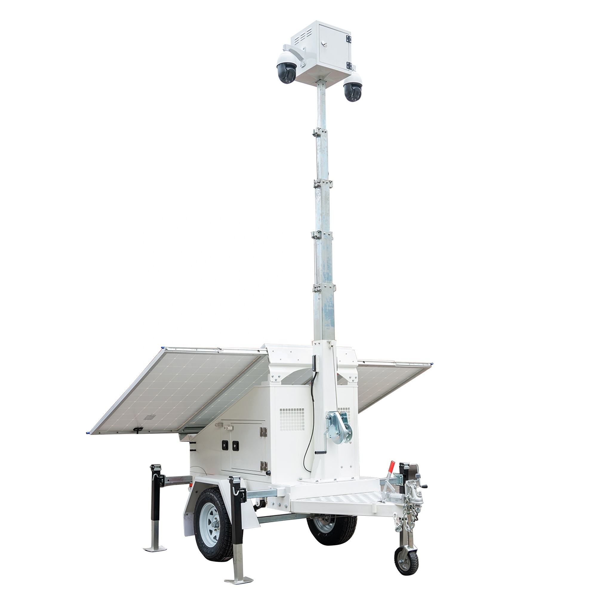 Mobile Solar CCTV Tower For Public Safety Communication Lighting HD Camera 4G Network WIFI Mobile Solar Surveillance Trailer