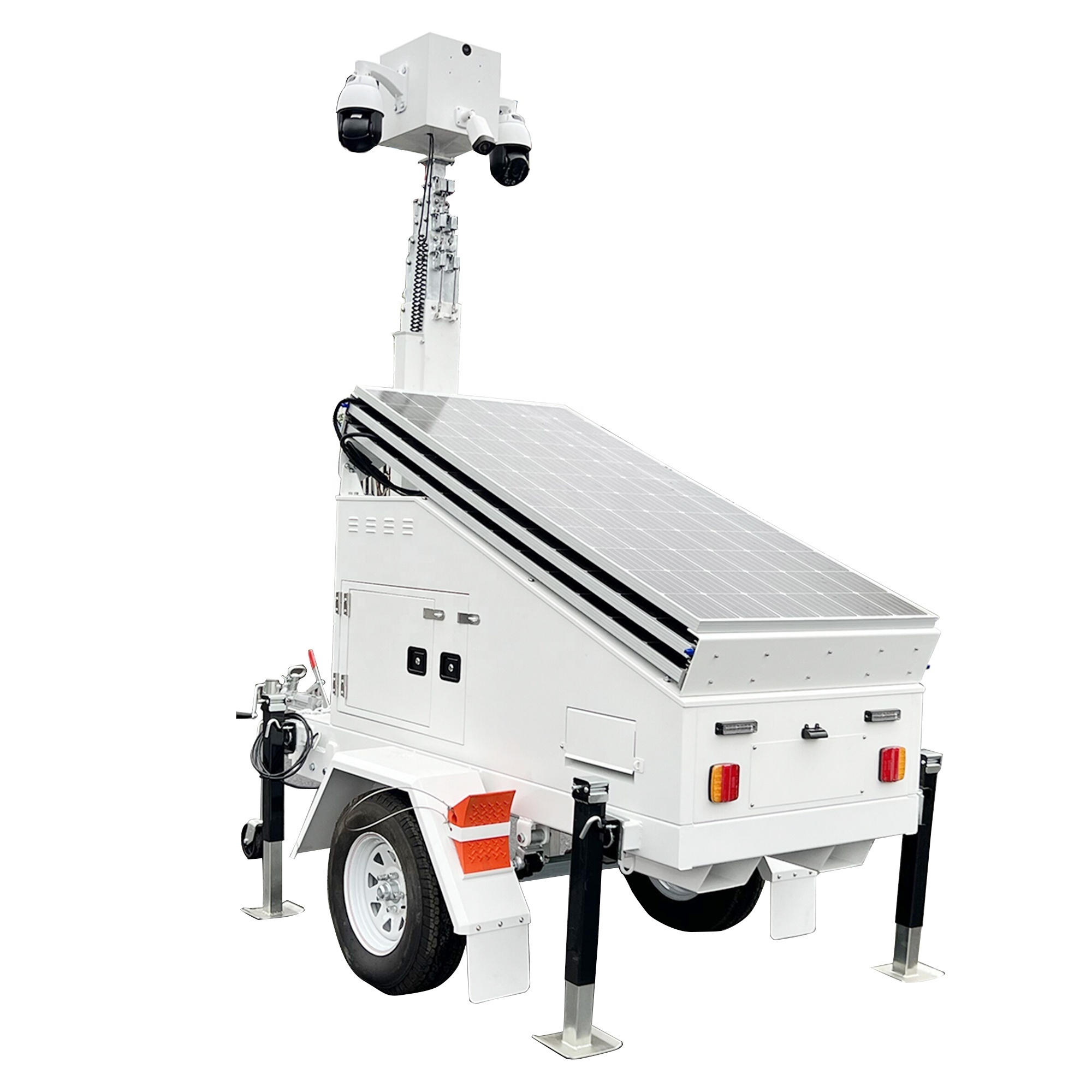 Mobile Solar CCTV Tower For Public Safety Communication Lighting HD Camera 4G Network WIFI Mobile Solar Surveillance Trailer