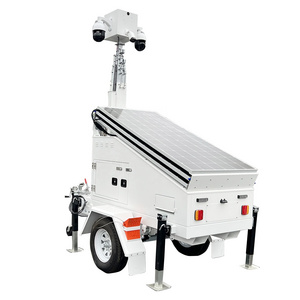 Mobile Solar CCTV Tower For Public Safety Communication Lighting HD Camera 4G Network WIFI Mobile Solar Surveillance Trailer