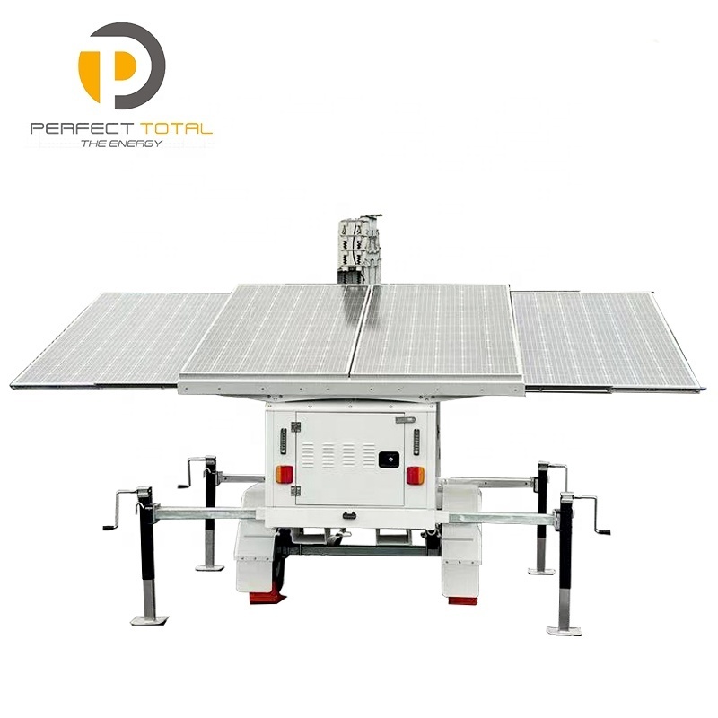 Outdoor mobile trailer wireless cctv camera light tower solar light tower