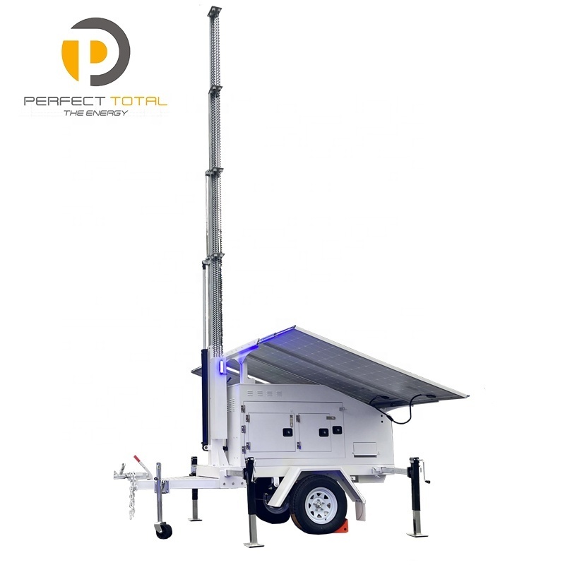 Outdoor mobile trailer wireless cctv camera light tower solar light tower