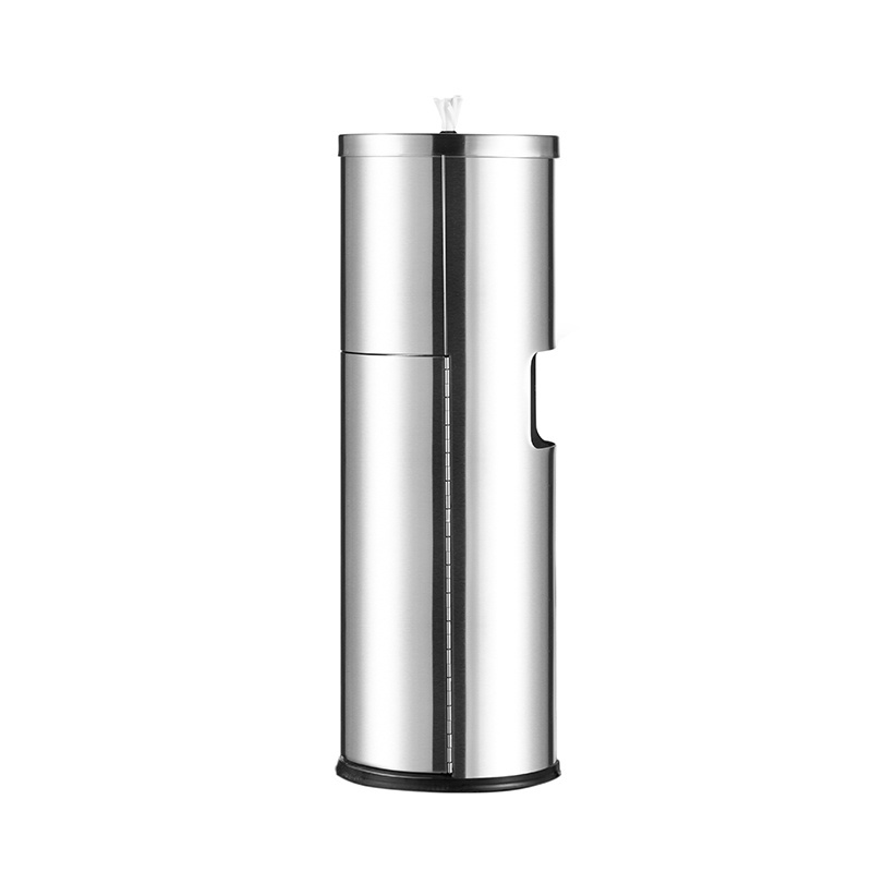 Floor Stand Gym Wipe Dispenser, Stainless Steel Wipe Dispenser with High Capacity Built-in Trash Can and Back Door Access