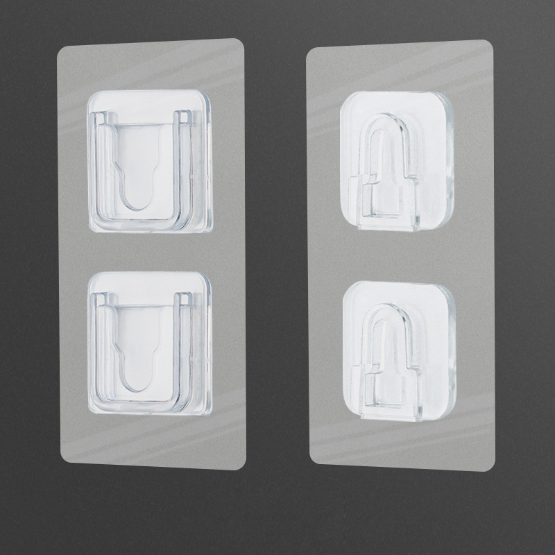 Waterproof Removable Adhesive Plastic Transparent Wall Mounted Sticky Hanging Hook