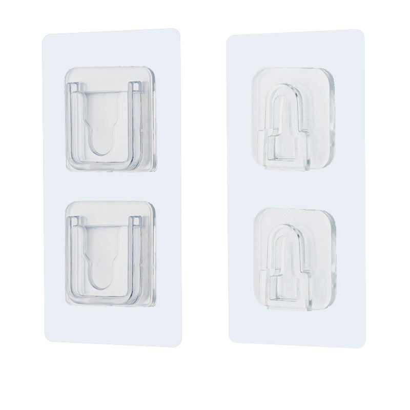 Waterproof Removable Adhesive Plastic Transparent Wall Mounted Sticky Hanging Hook