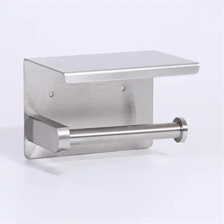 Wall Mounted 304 Stainless Steel Self Adhesive Toilet Paper Holder With Phone Shelf Paper Roll Holder