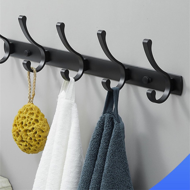 Hardware Coat Hanger Bathroom Clothes Display Towel black classic aluminium coat hooks Metal Wall shower hook for hanging