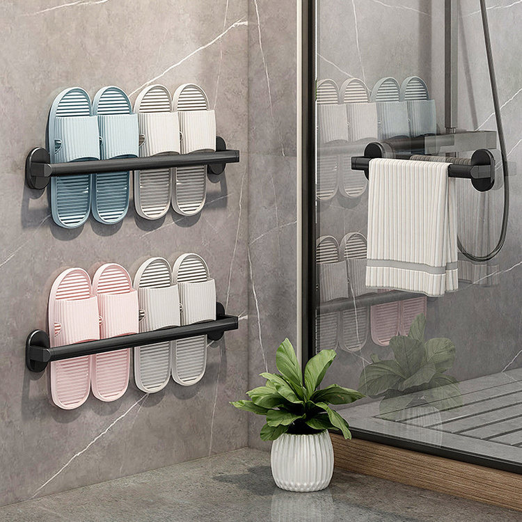 Factory wholesale wall mounted carbon steel Shoes Storage organizer Hanger Bathroom Towel Holder Slippers Rack