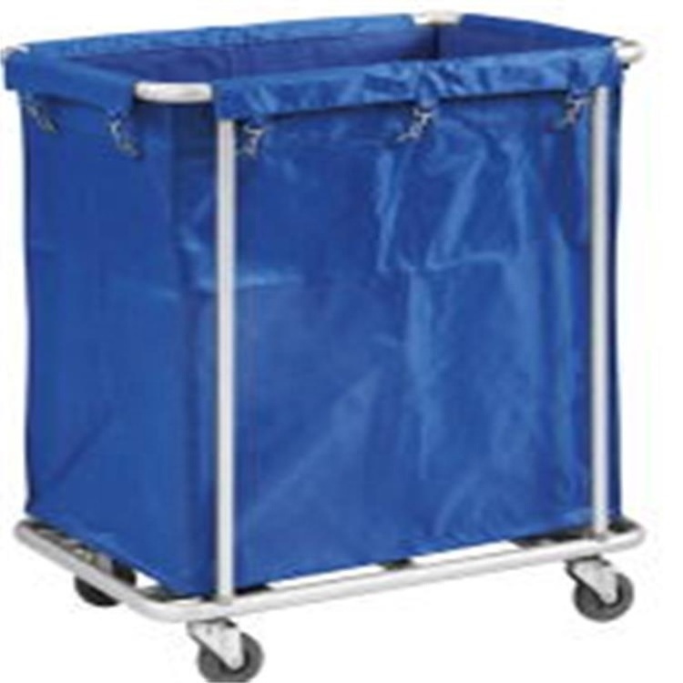 Cheaper Heavy Duty Square Steel Tube Linen Trolley Rolling Laundry Basket With Wheels For Hospital  Household And Hotel