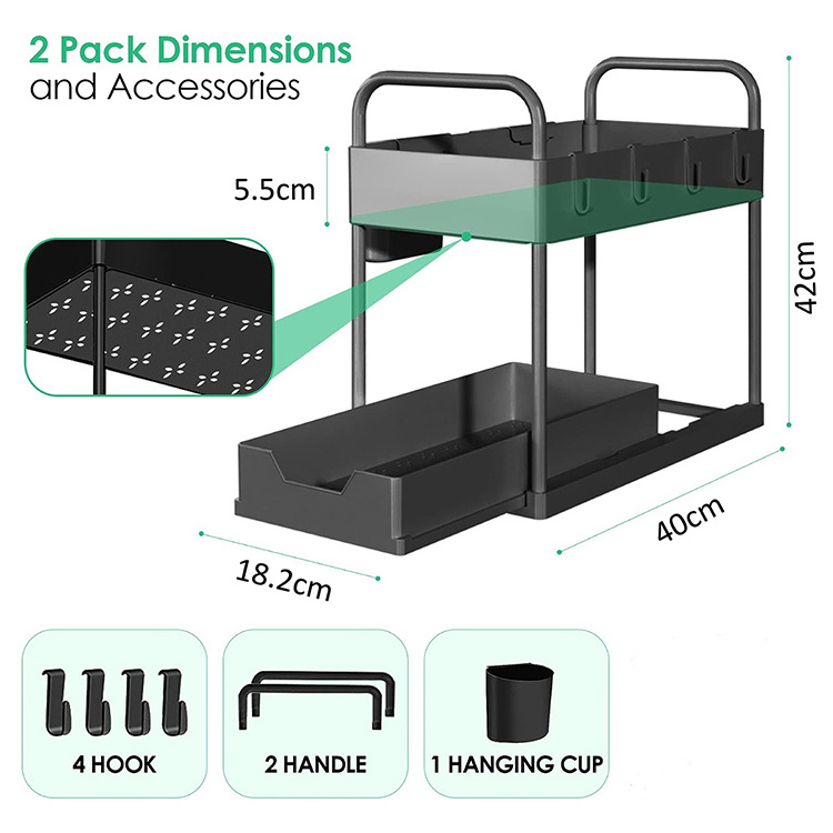 stackable 2-tier under sink cabinet organizer adjustable height under sink organizer under the washroom sink organizer