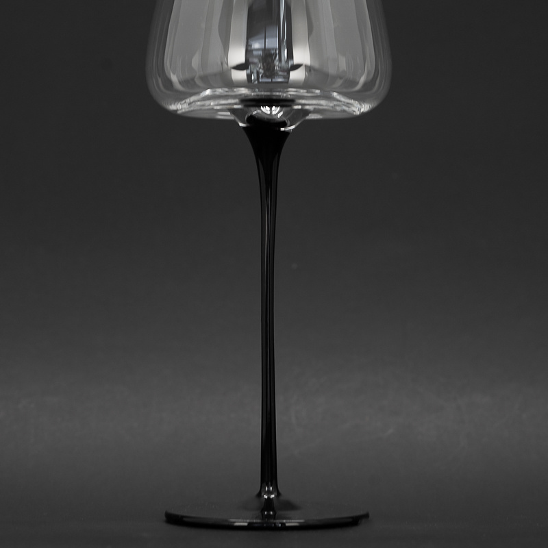 High quality black stem concave base blown glass stemware burgundy wine glasses