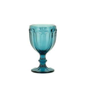 Wholesale Pressed Cheap Vintage Blue Color Wine Glass Goblets