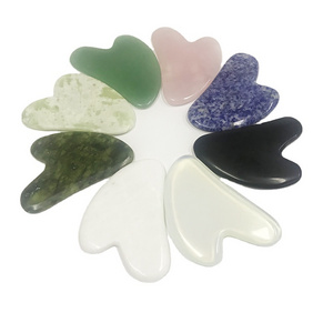 Custom logo Natural Facial Beauty Tool, Stone Rose quartz obsidian aventurine amethyst scalp massagers  jade gua sha