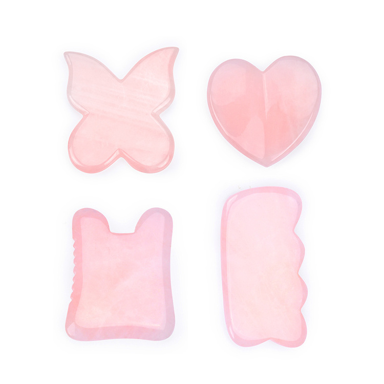 All shape collection natural rose quartz gua sha, beauty guasha massage tool for face and body