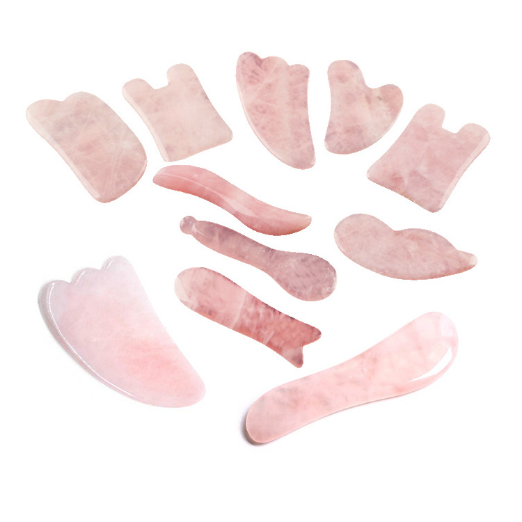 All shape collection natural rose quartz gua sha, beauty guasha massage tool for face and body