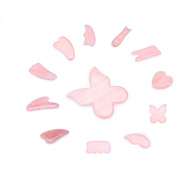 All shape collection natural rose quartz gua sha, beauty guasha massage tool for face and body