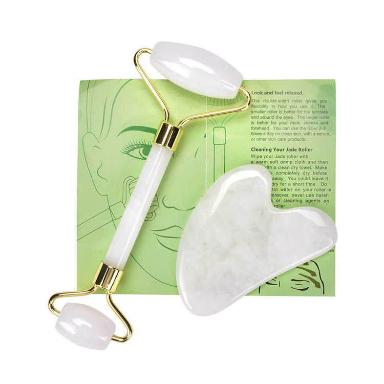 Customize natural high quality crystal gua sha scraping white jade massage tool