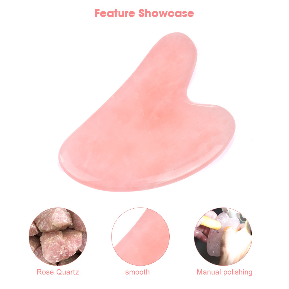 Natural gua sha stone rose quartz tool set, Facial Customized Logo Face Body Massager Guasha Scraping Board For Anti Aging