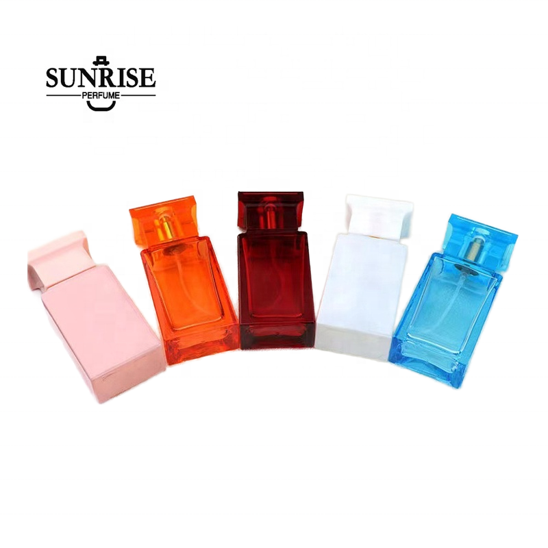 In stock 50ml square perfume bottles iridescent perfume spray bottle