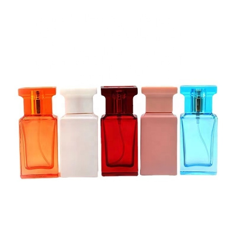 In stock 50ml square perfume bottles iridescent perfume spray bottle