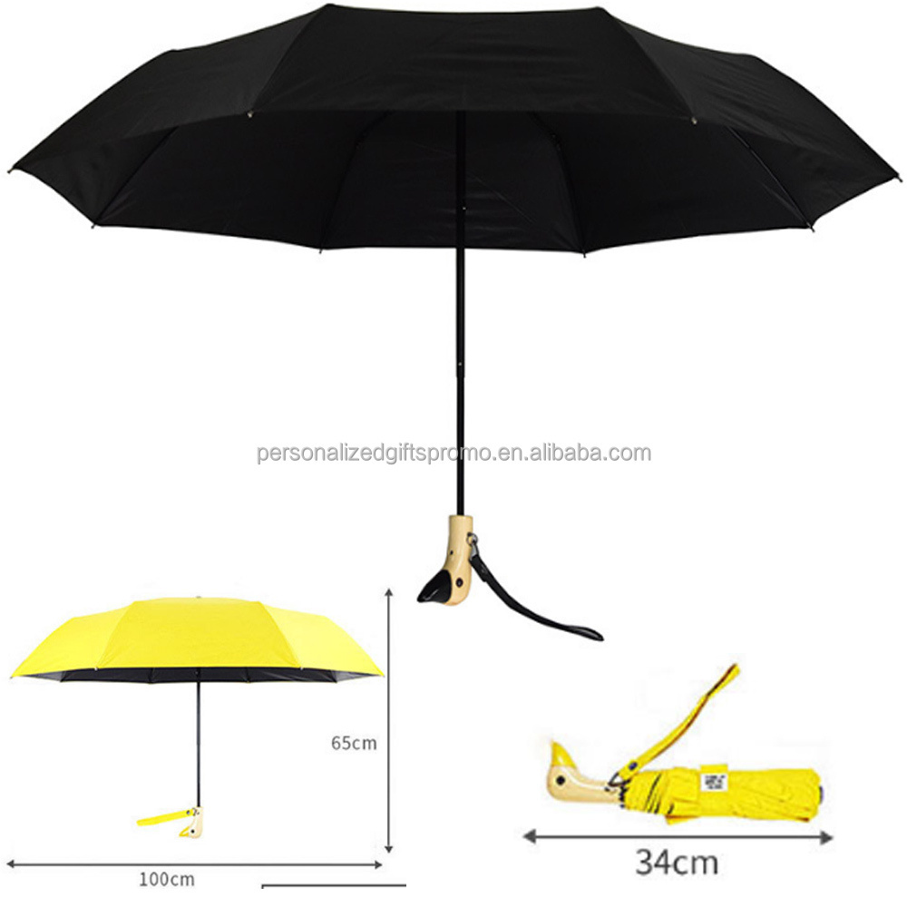 Umbrellas Folding Portable Tri folding umbrella 190T Pongee fabric Manual Tri Folded Duck Head Umbrellas