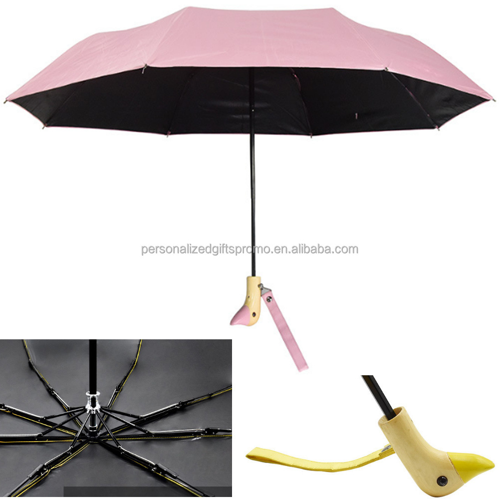 Umbrellas Folding Portable Tri folding umbrella 190T Pongee fabric Manual Tri Folded Duck Head Umbrellas