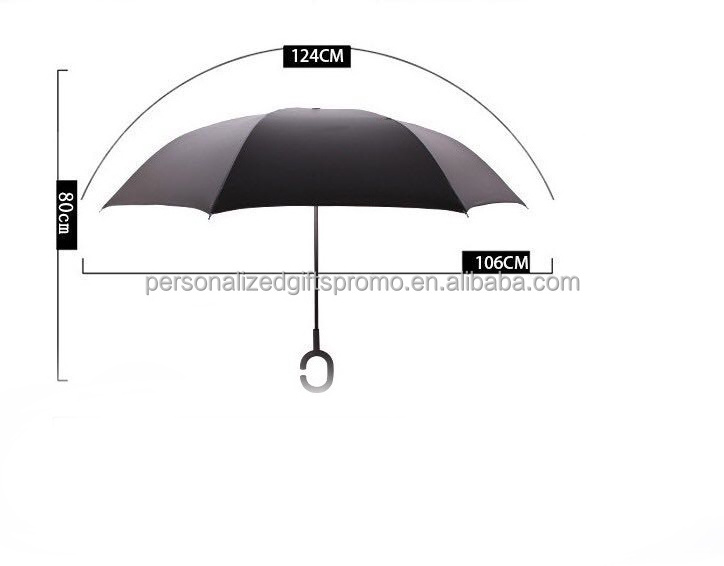 Umbrellas-Inverted Umbrella-Folding Double layer inverted 190T pongee fabric C-shape han Foldable Reverse Umbrellas