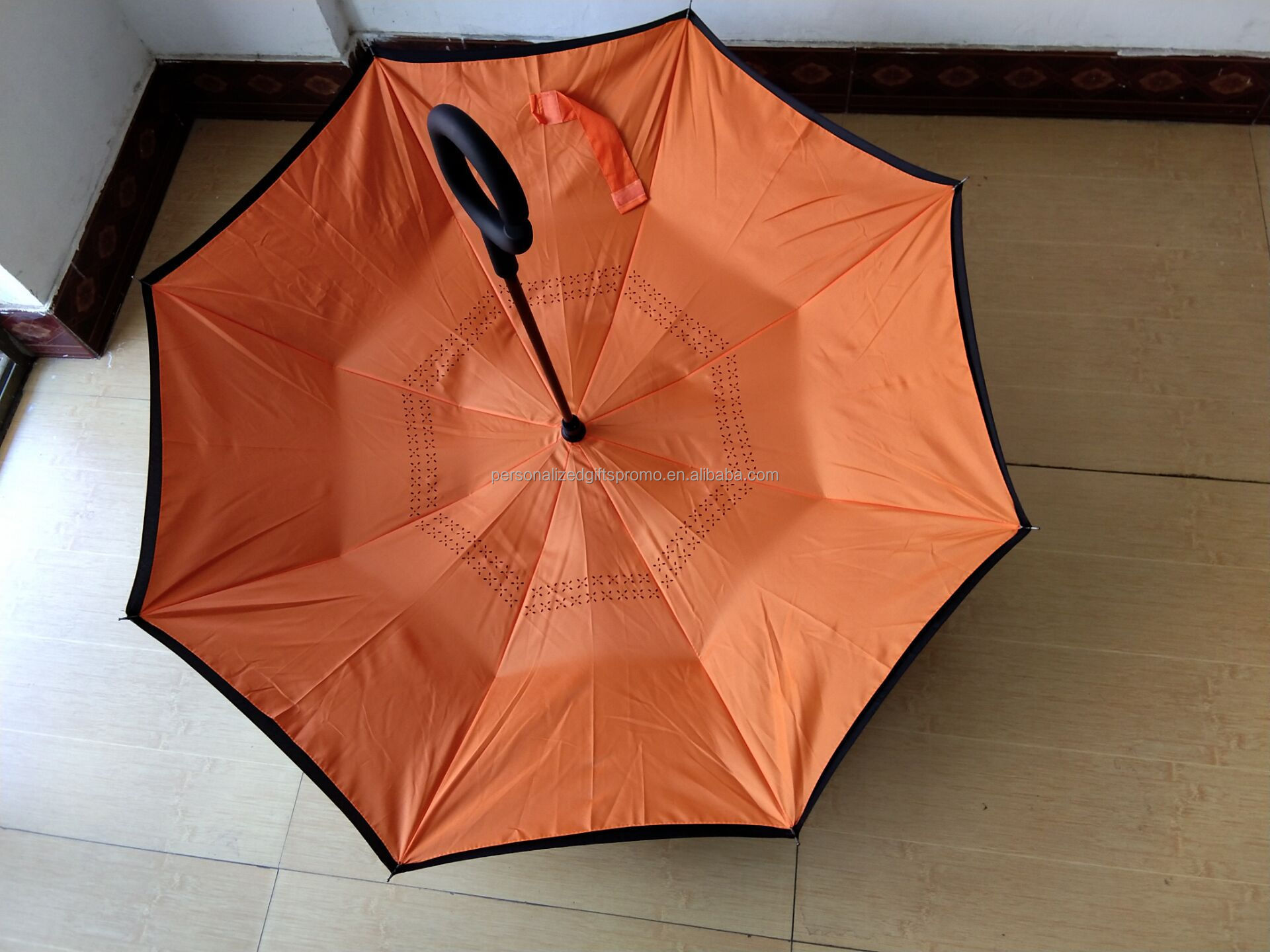 Umbrellas-Inverted Umbrella-Folding Double layer inverted 190T pongee fabric C-shape han Foldable Reverse Umbrellas