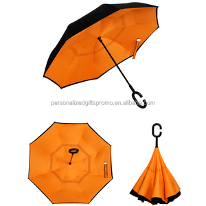 Umbrellas-Inverted Umbrella-Folding Double layer inverted 190T pongee fabric C-shape han Foldable Reverse Umbrellas