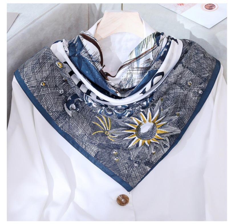 Womens New Wholesale Fashion Dye printing Silk Scarf New Wholesale Women's Satin Hijab Shawl Silk Scarf Hair Square Scarf