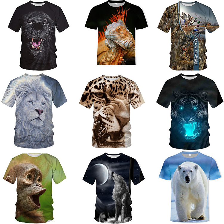 Wholesale Animal Unisex Sublimation Polyester Men'S Casual 3d T-Shirts 3d Custom Printing 3d T-shirt