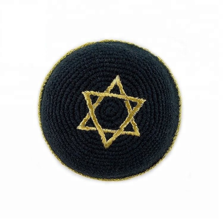 2024 New Product Custom Logo Hand Crocheted Comfortable High Quality Jewish Kippah Suitable For All Ages