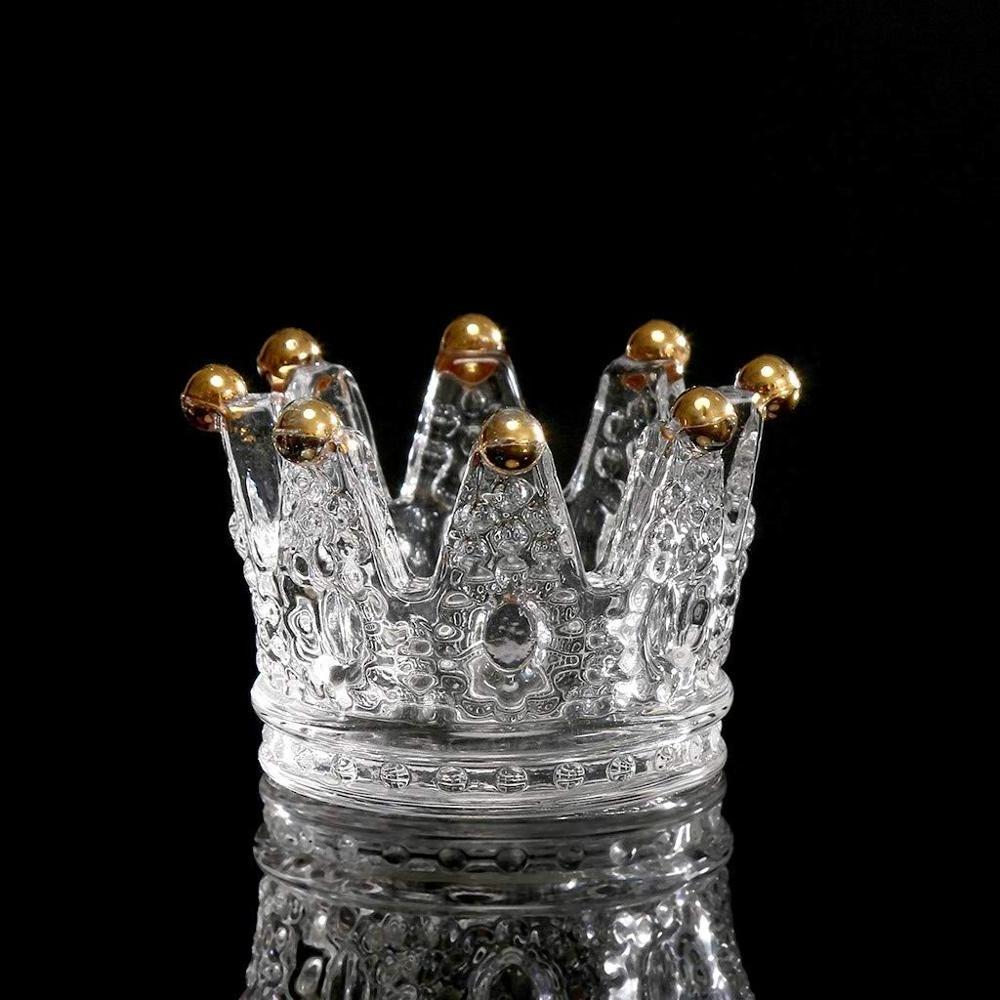 Wholesale Crown Shape Crystal Cigarette Ashtray Glass Crown Shaped Glass Tea Light Wedding Glass Candle Holders